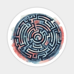 Maze Labyrinth Watercolor Magnet